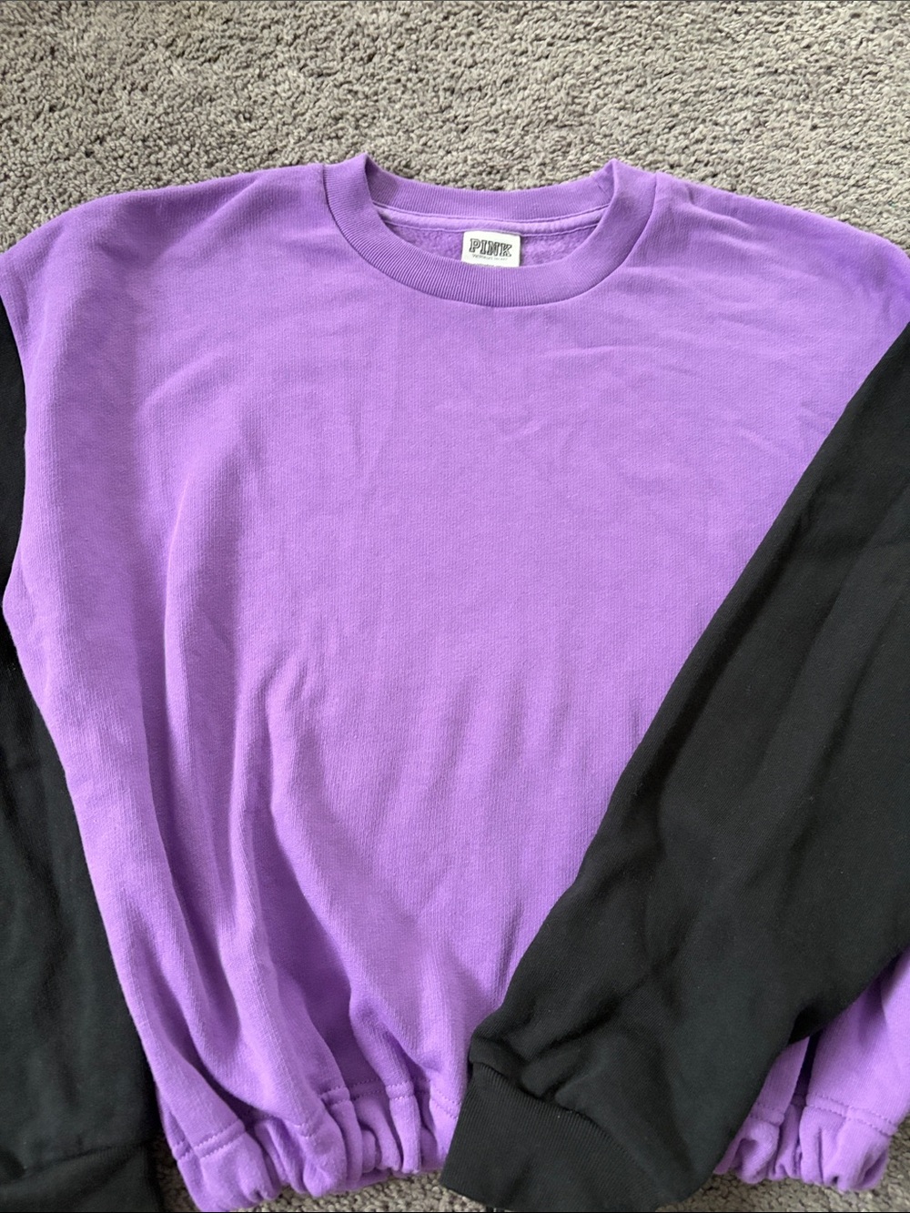 Pink Brand Purple and Black Colorblock Crewneck Sweatshirt
